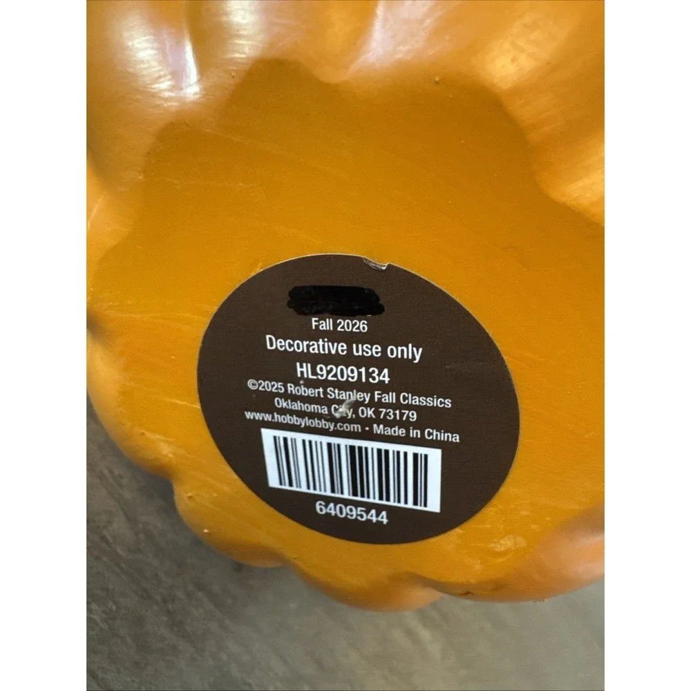 Hobby Lobby NEW Chic Orange Pumpkin w/ White Bow 8